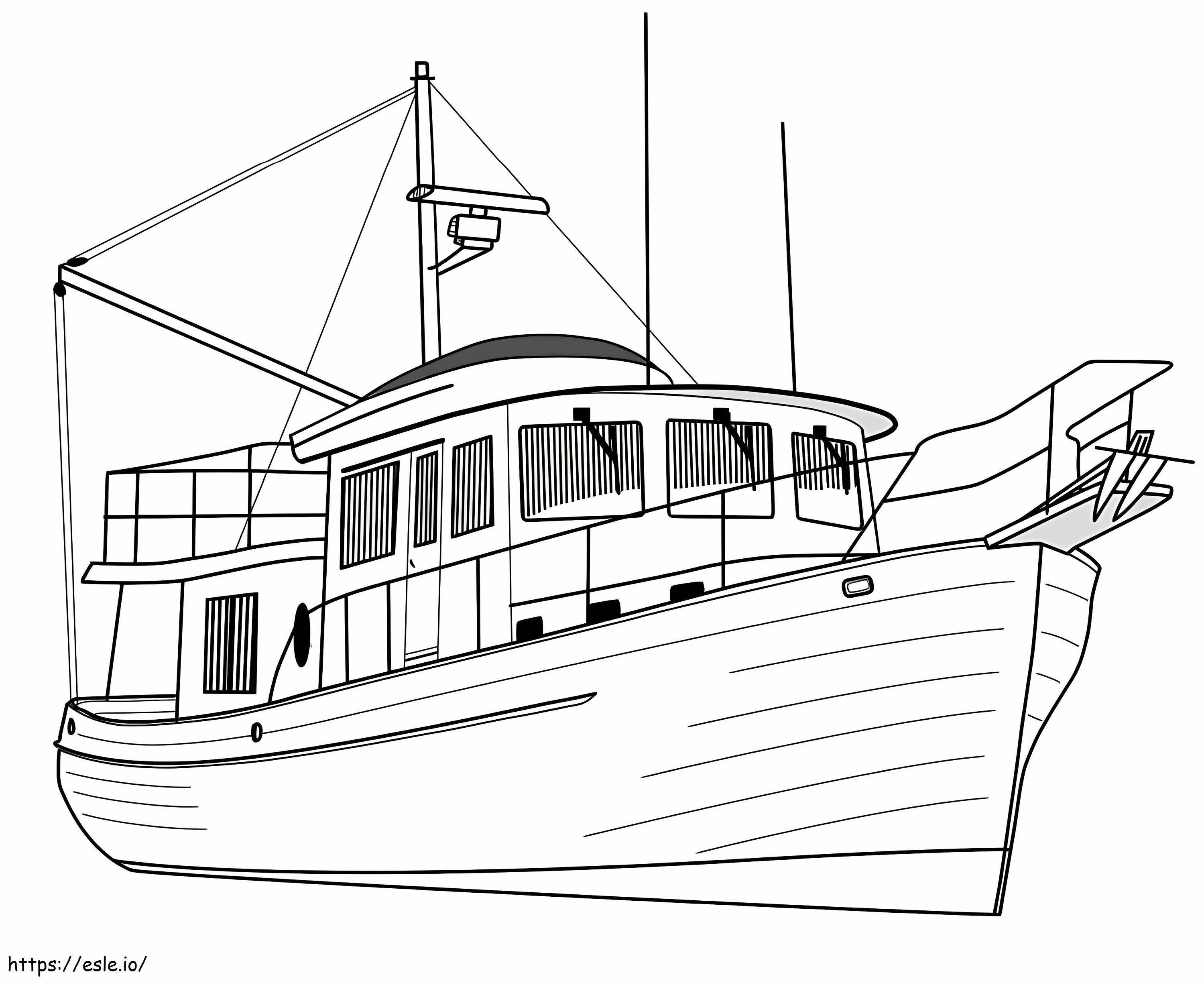 Luksusowy jacht trawlerski kolorowanka