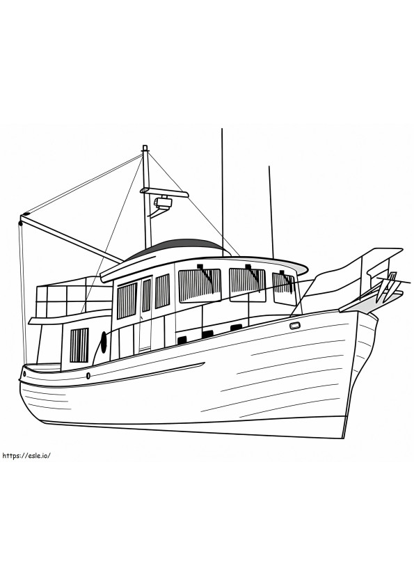 Luxe trawlerjacht kleurplaat