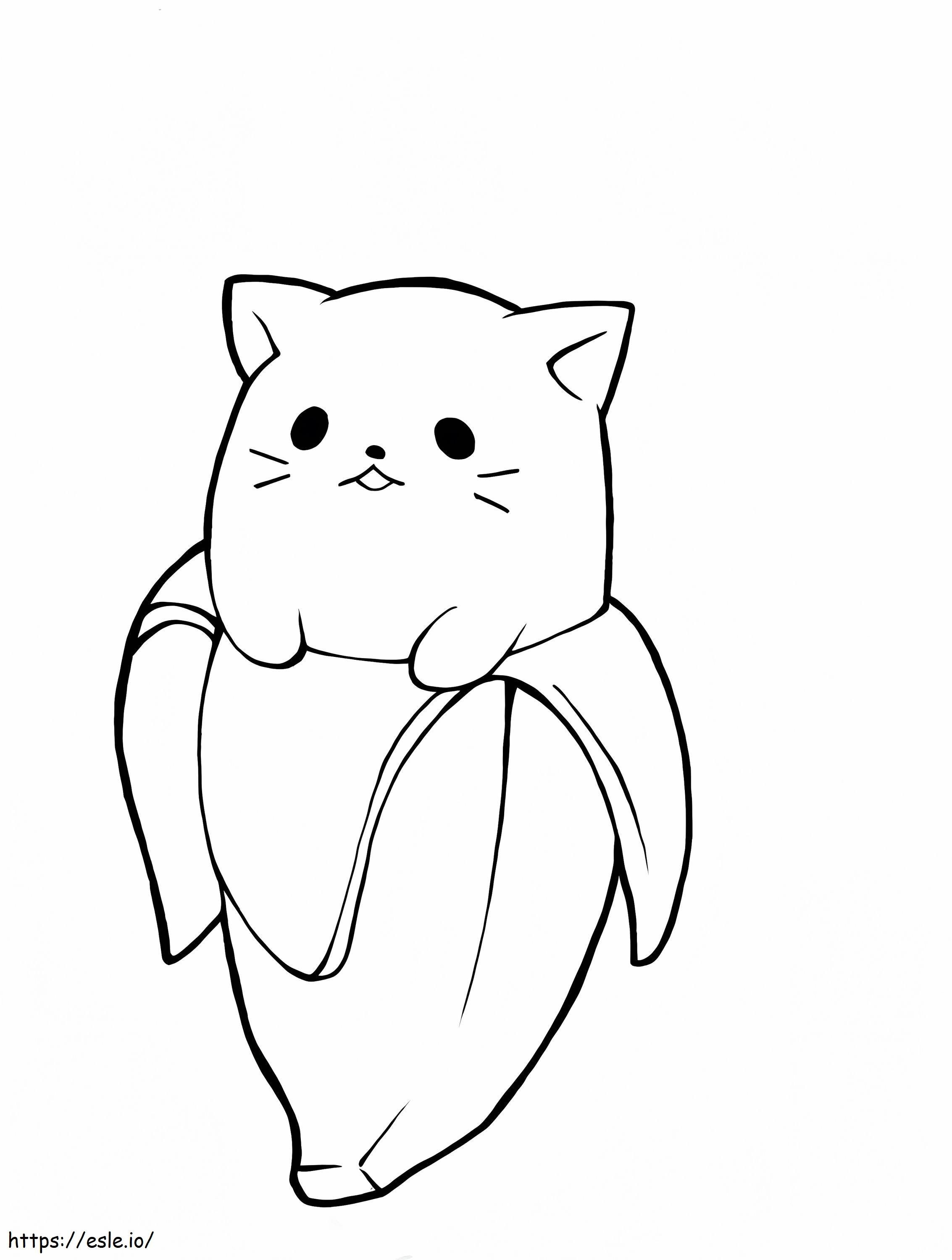 Kawaii Plane Tree Cat para colorir