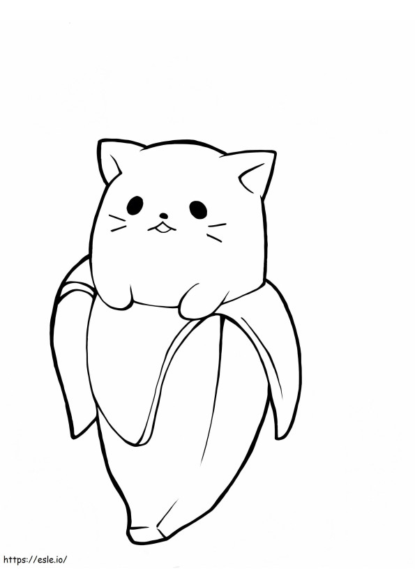 Kawaii Plane Tree Cat para colorir