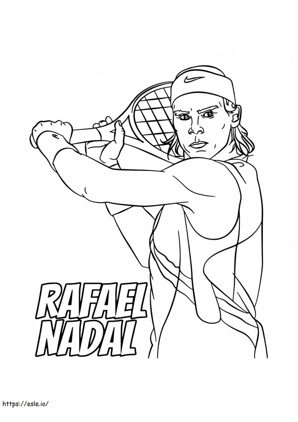 Rafa Nadal jugando al tenis para colorear