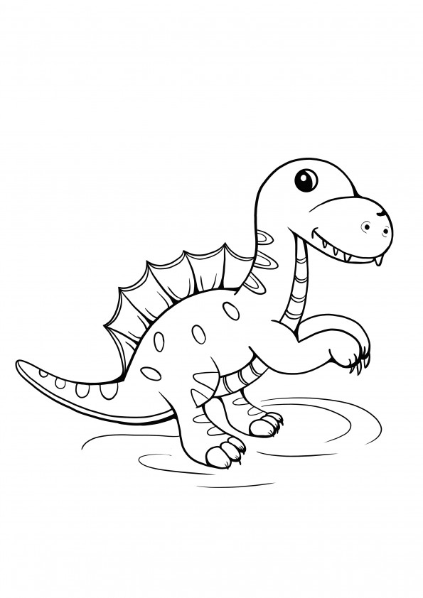 Cute baby dinosaur to color and free printing