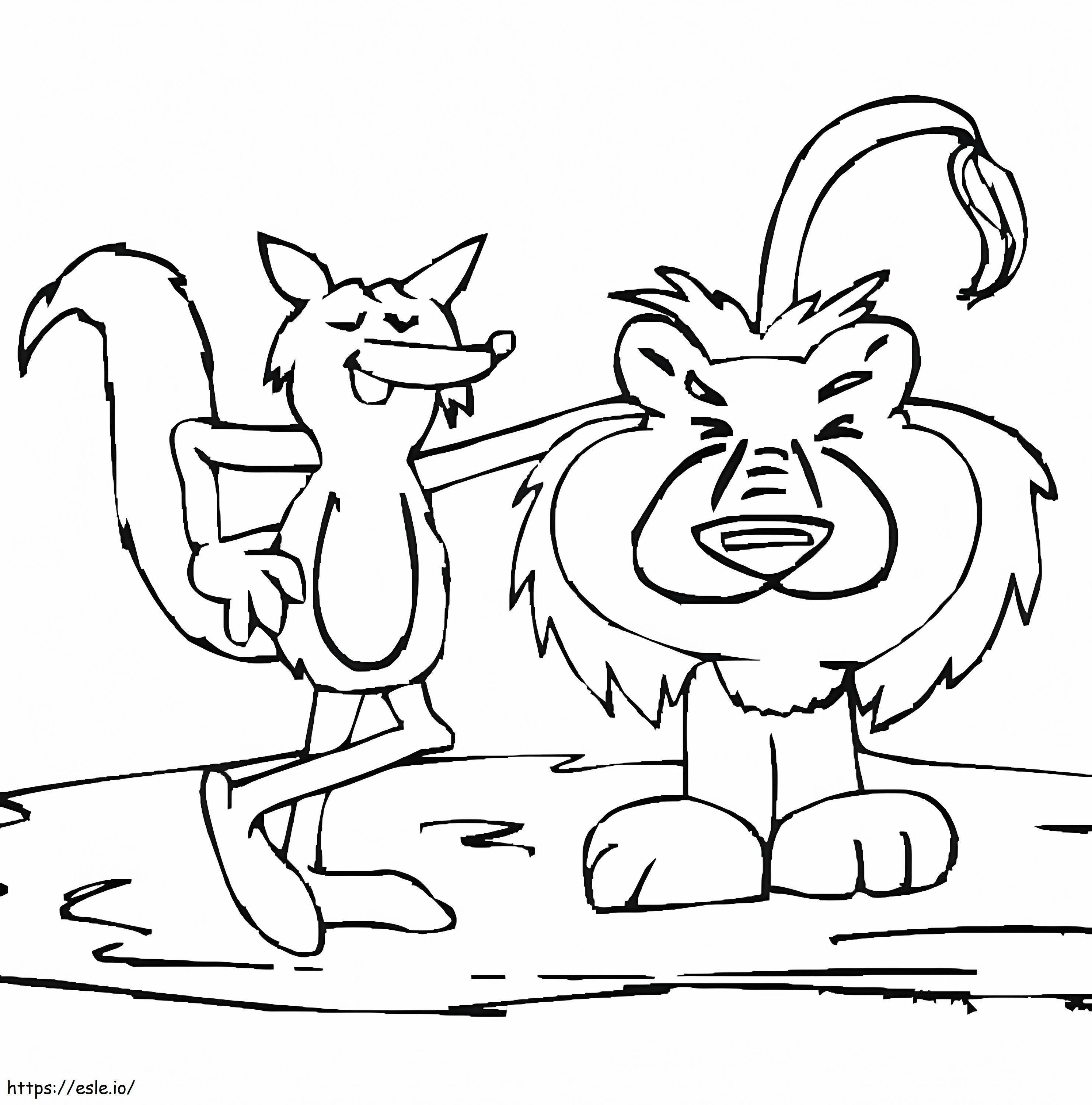 コヨーテとライオン ぬりえ - 塗り絵