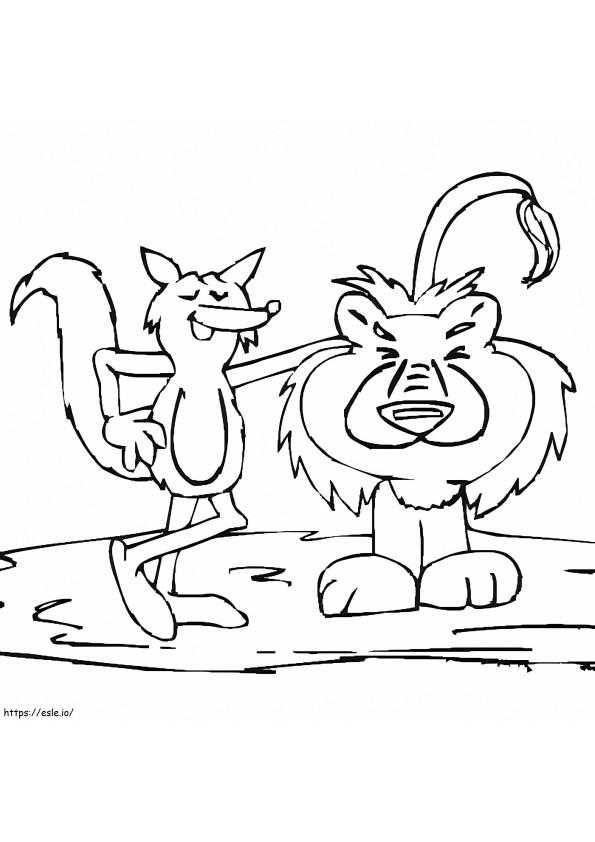 Coloriage Coyote et Lion à imprimer dessin