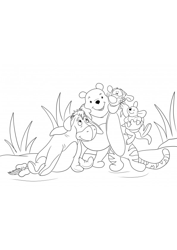 Winnie and Friends free to color and print picture for all fans