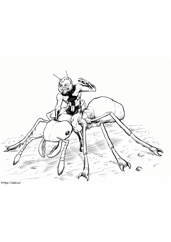 Ant Man rijdende mier kleurplaat