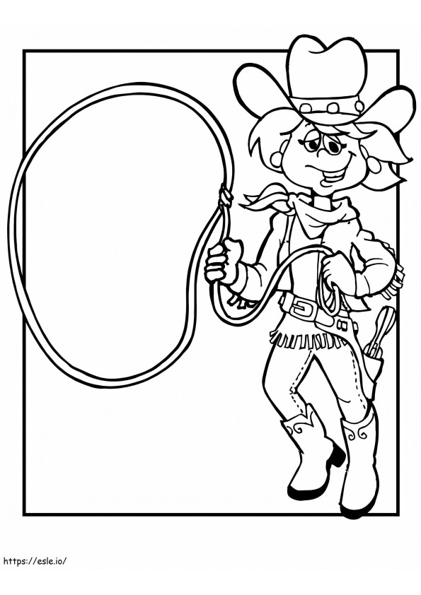 Cowgirl mit Seil ausmalbilder