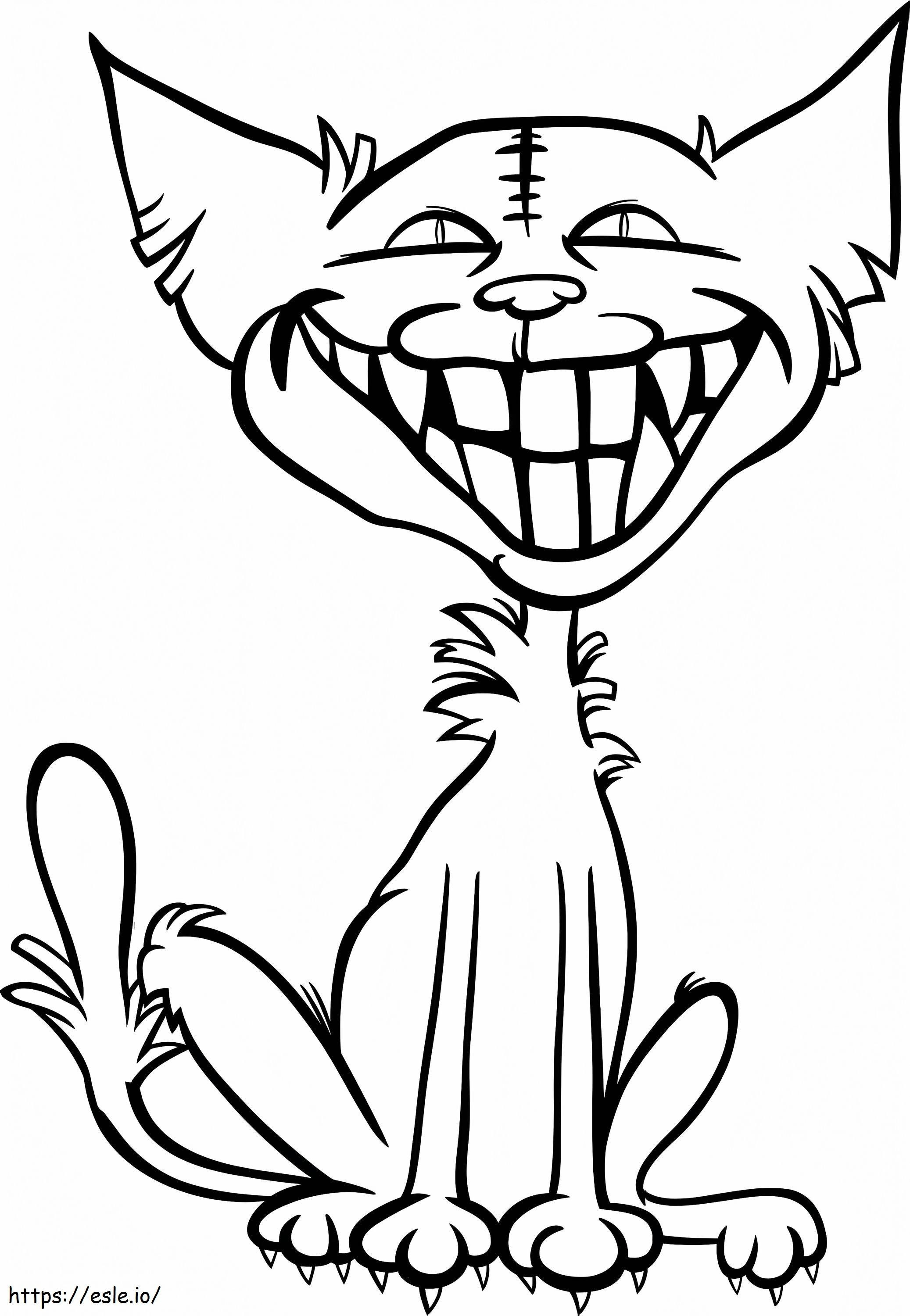 Scary Cat On Halloween coloring page