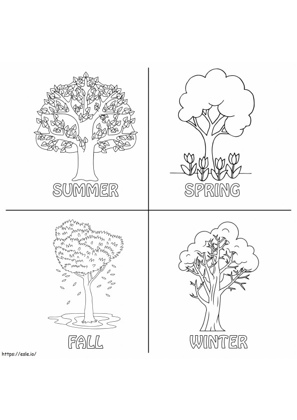 Árvore das quatro estações para colorir