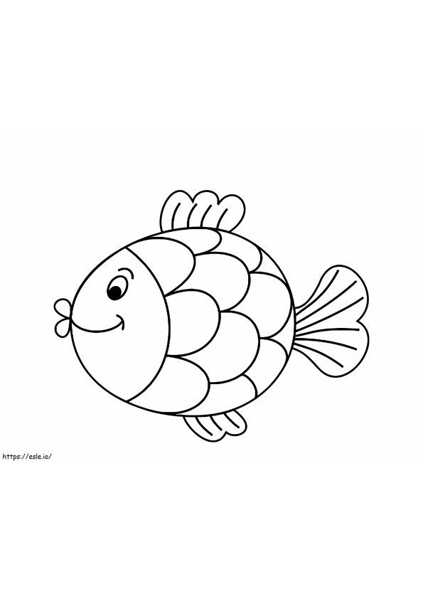 Sorridente Pesce Arcobaleno Cartone Animato da colorare