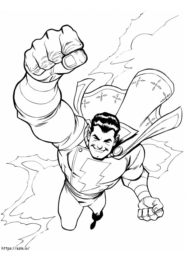 Shazam Flying Punch coloring page