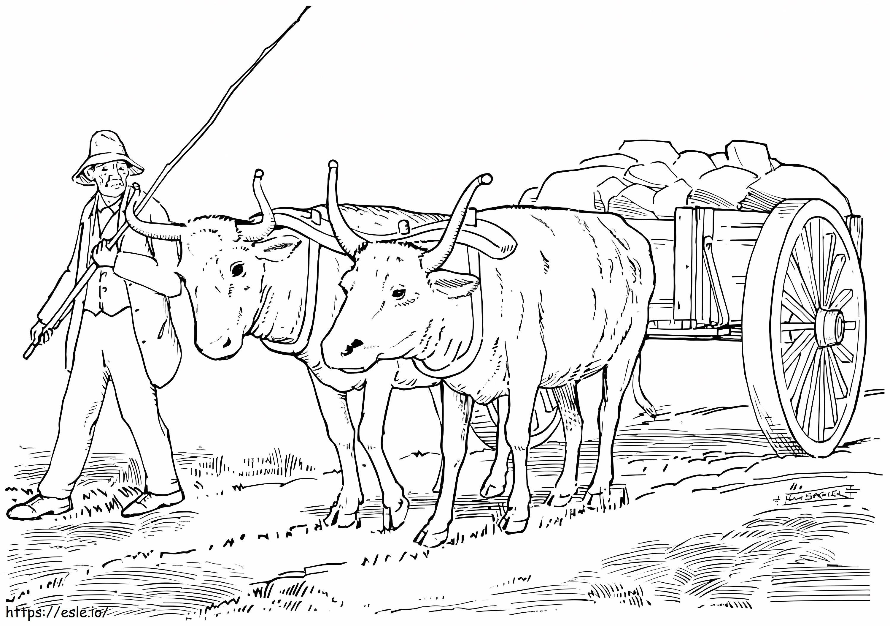 くびきのある牛 ぬりえ - 塗り絵