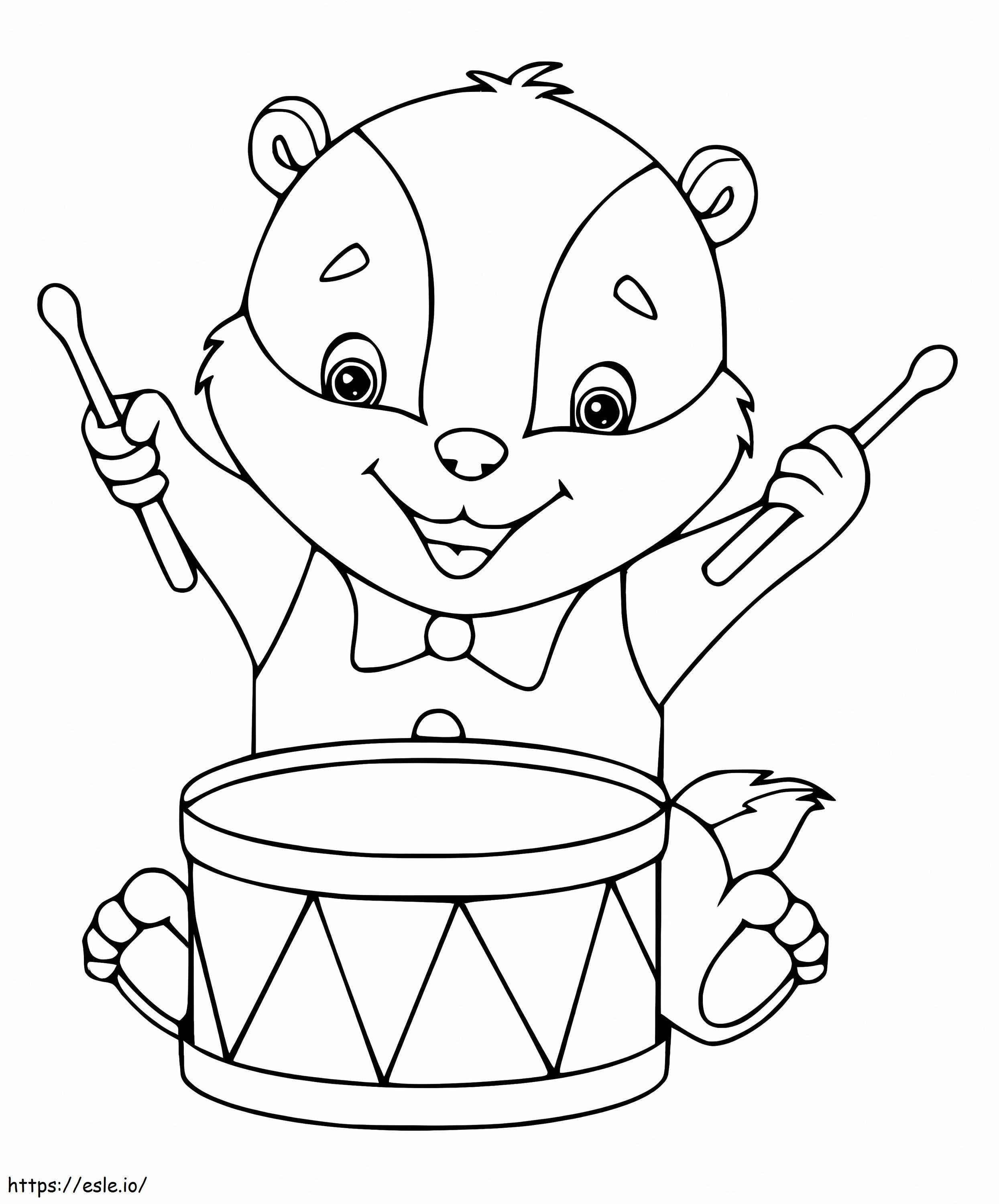 Badger Playing The Drum coloring page