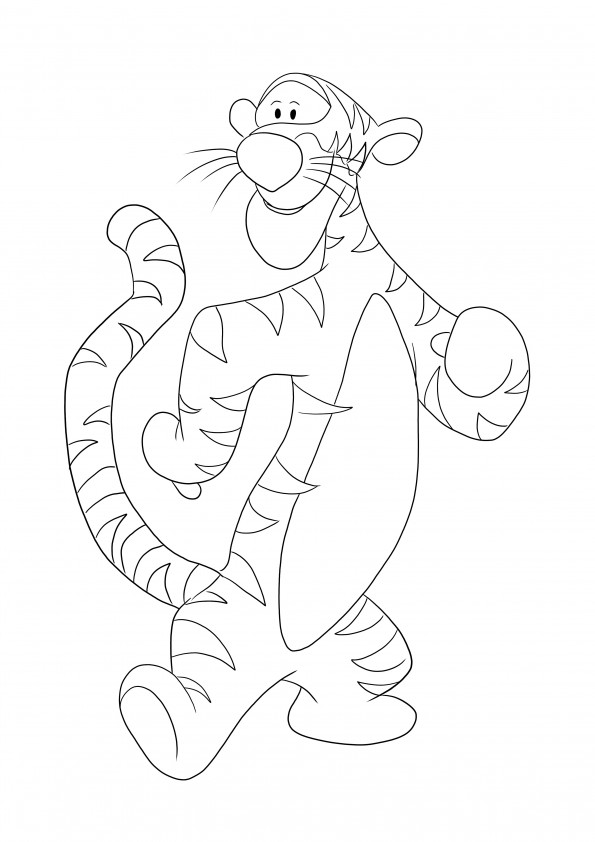 The Tiger from Winnie Pooh cartoon to download and color for kids