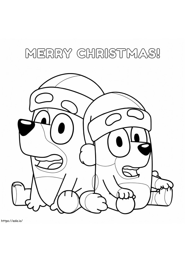 Bluey Merry Christmas coloring page