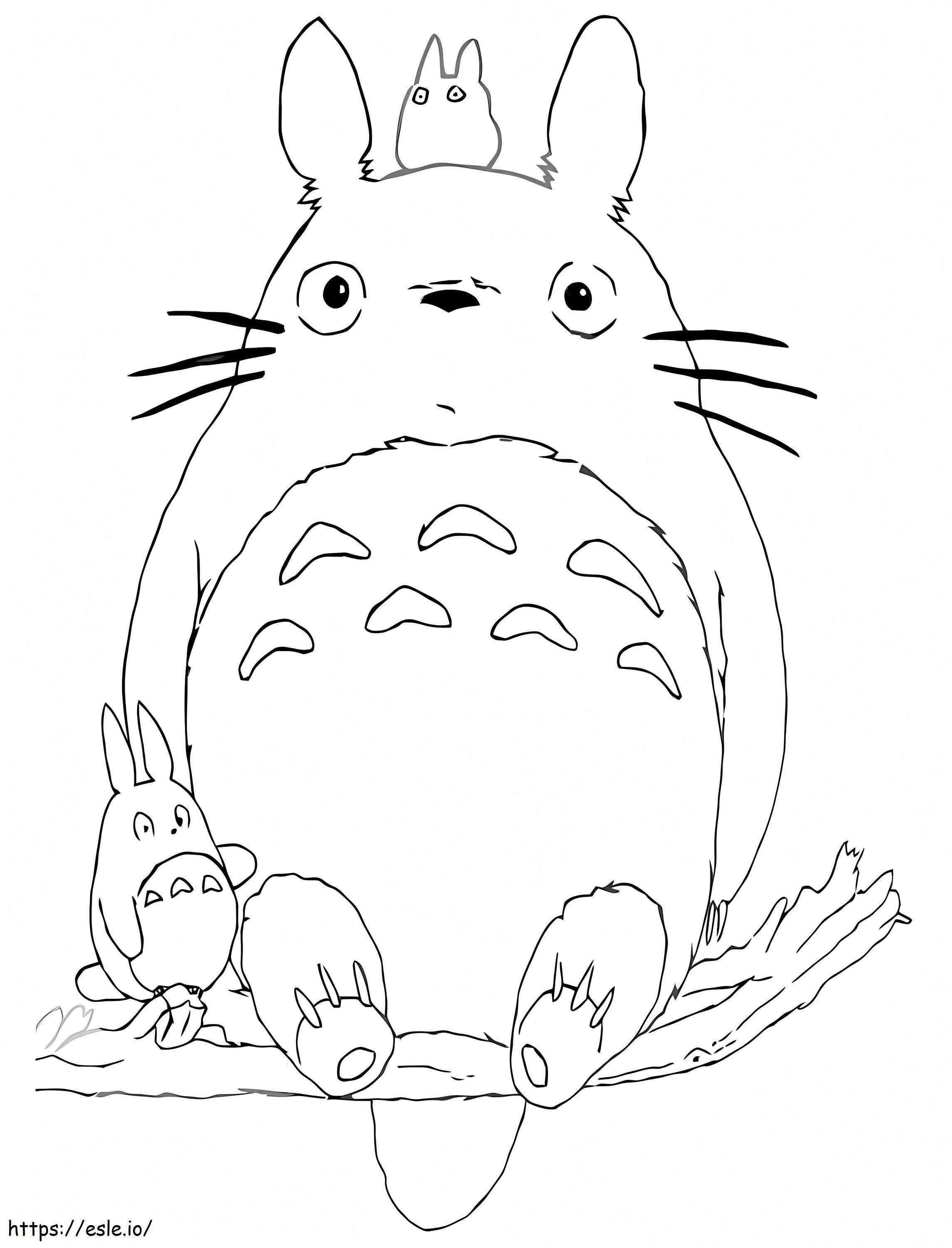 Adorabile Totoro seduto da colorare