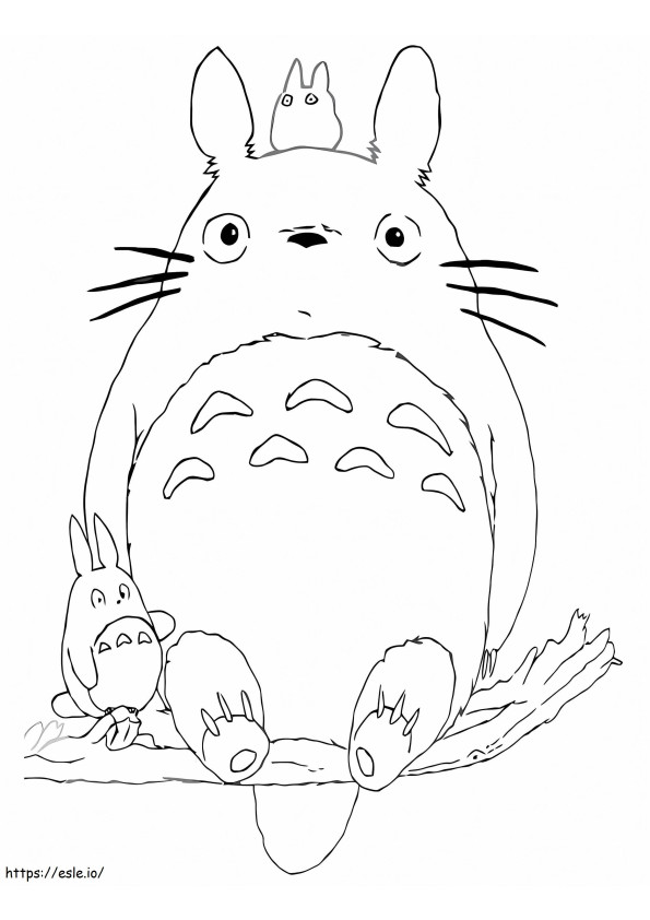 Ihana istuva Totoro värityskuva