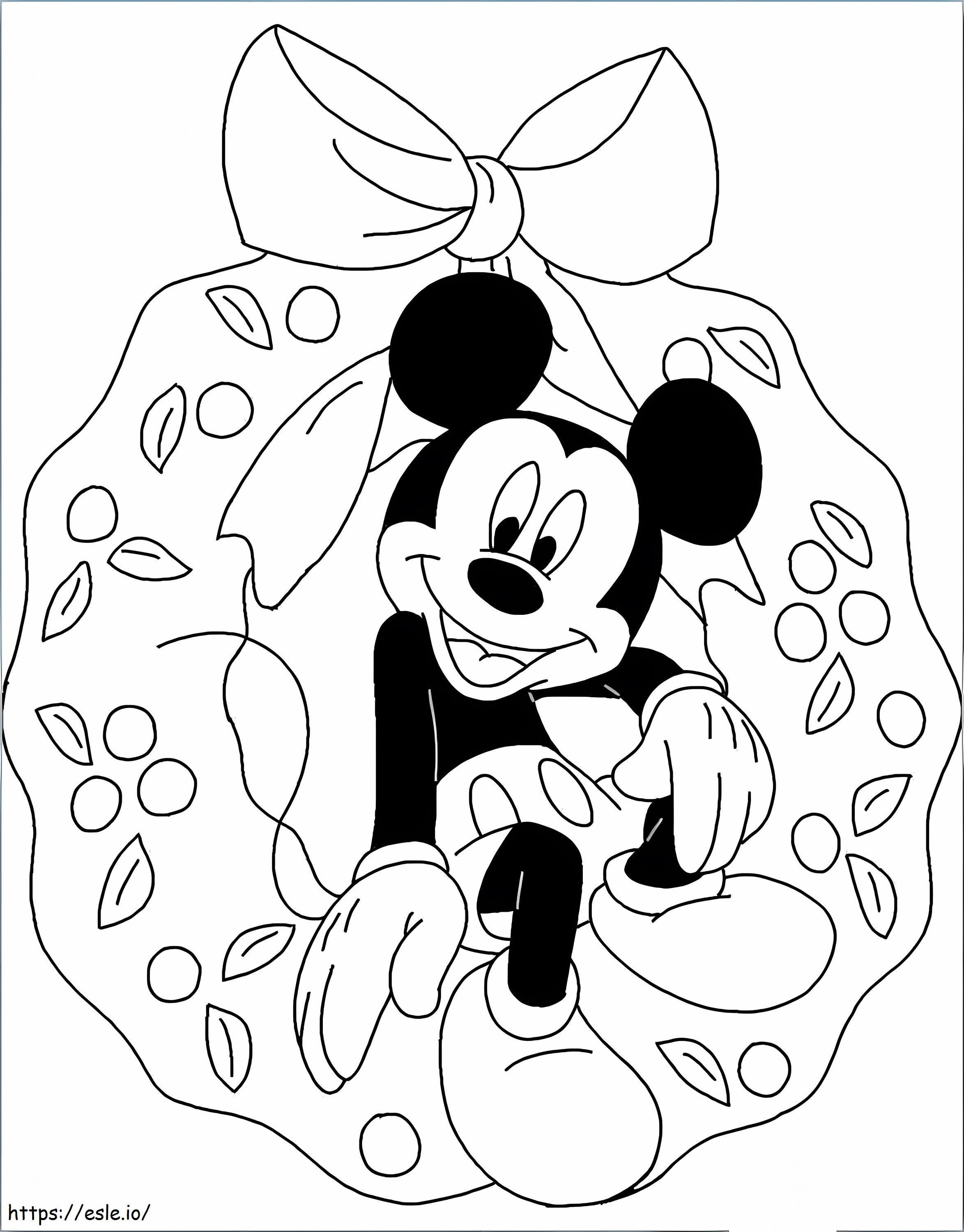 Coloriage Mickey et couronne de Noël 801X1024 à imprimer dessin