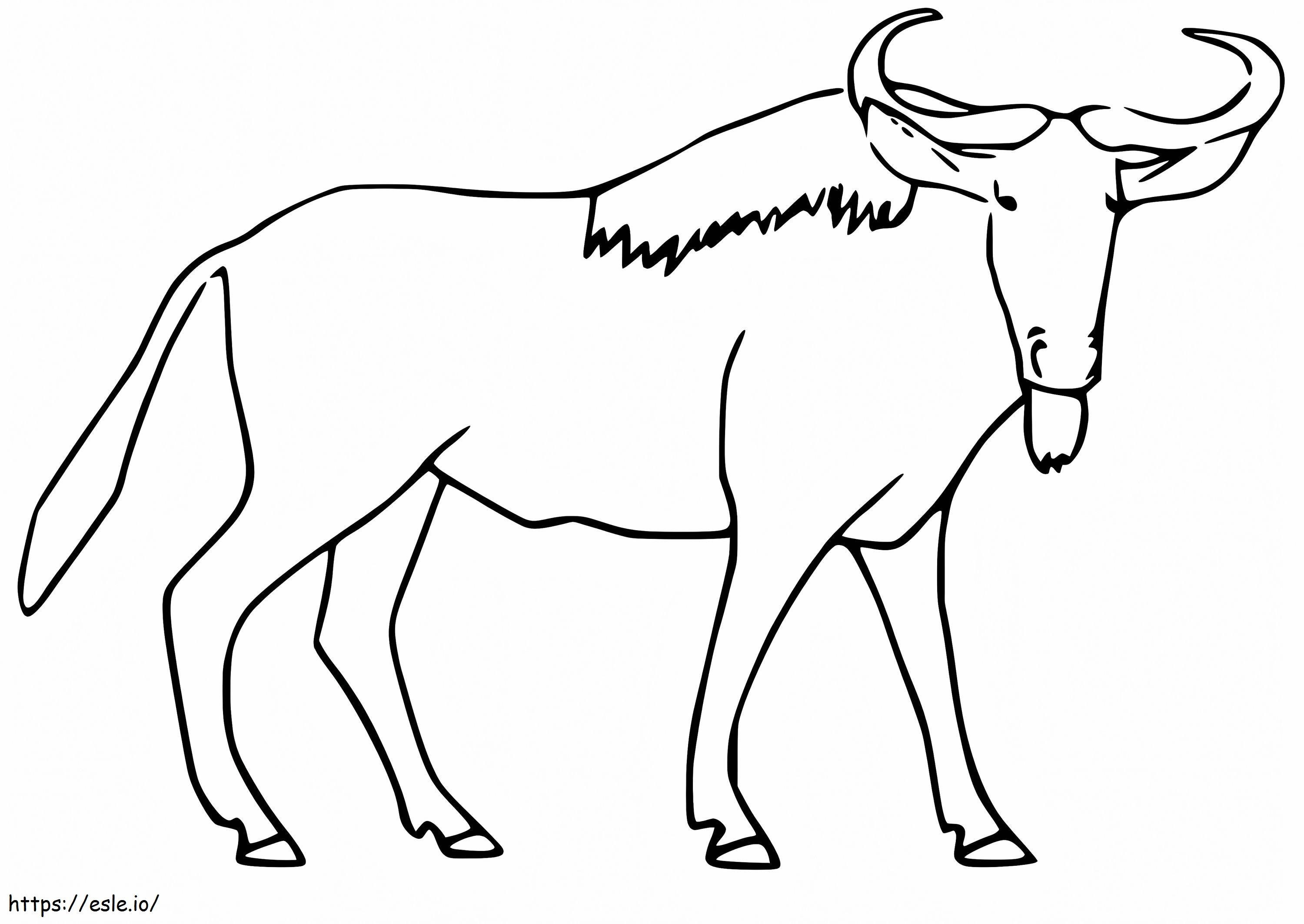 Yksinkertainen Wildebeest värityskuva