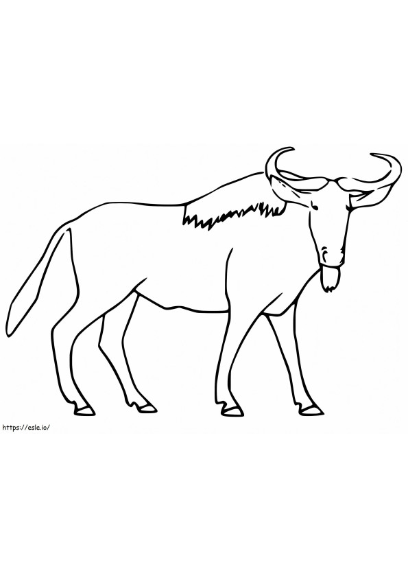 Yksinkertainen Wildebeest värityskuva
