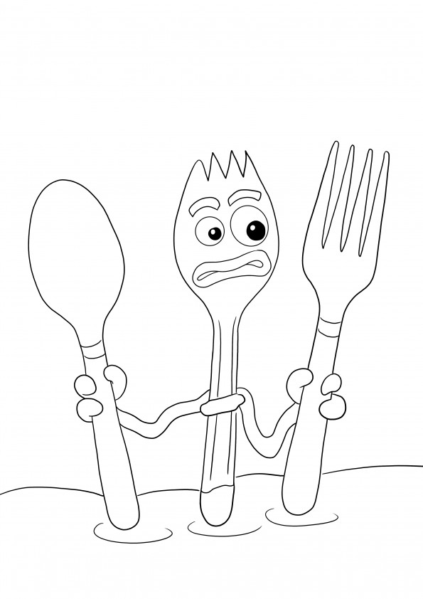 Forky from Toy Story funny printable free for coloring for kids