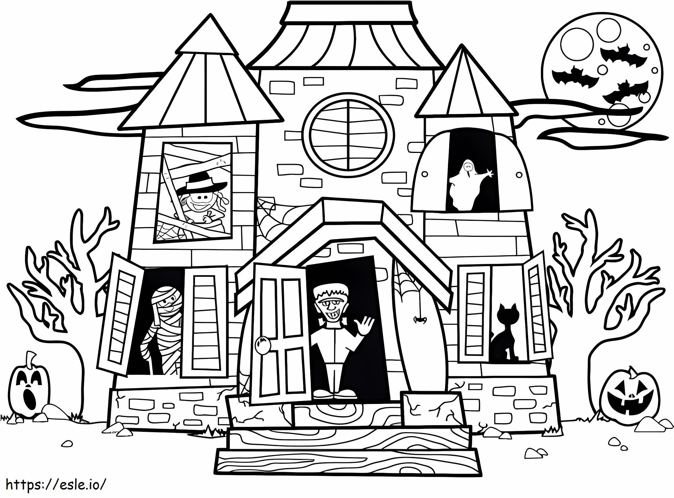 Halloween Haunted House coloring page