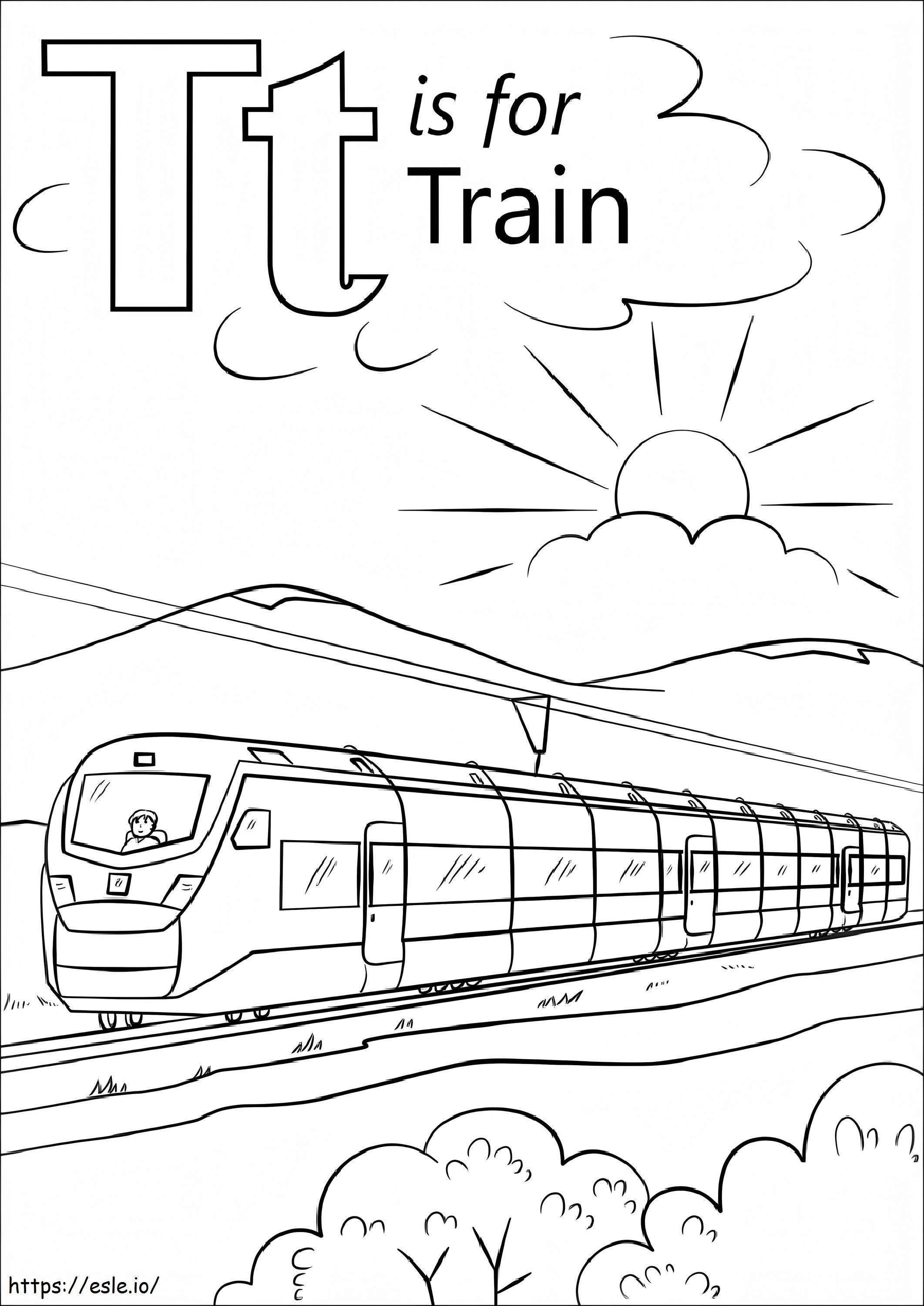T Is For Train coloring page