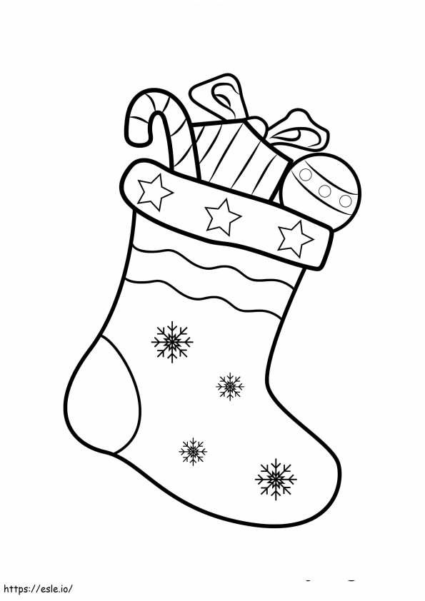 Gift Box And Sweets In Sock coloring page