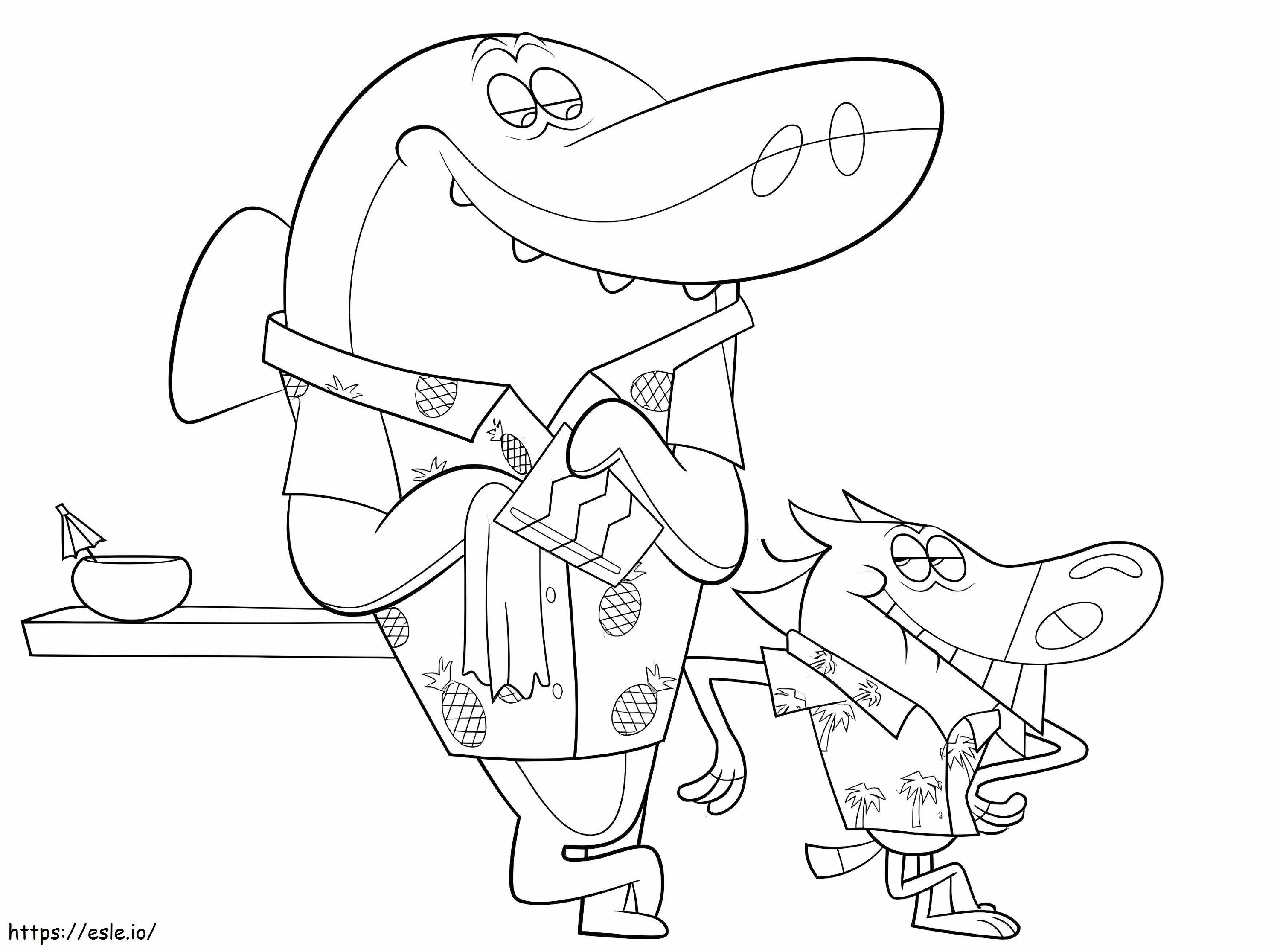 Happy Sharko And Zig coloring page