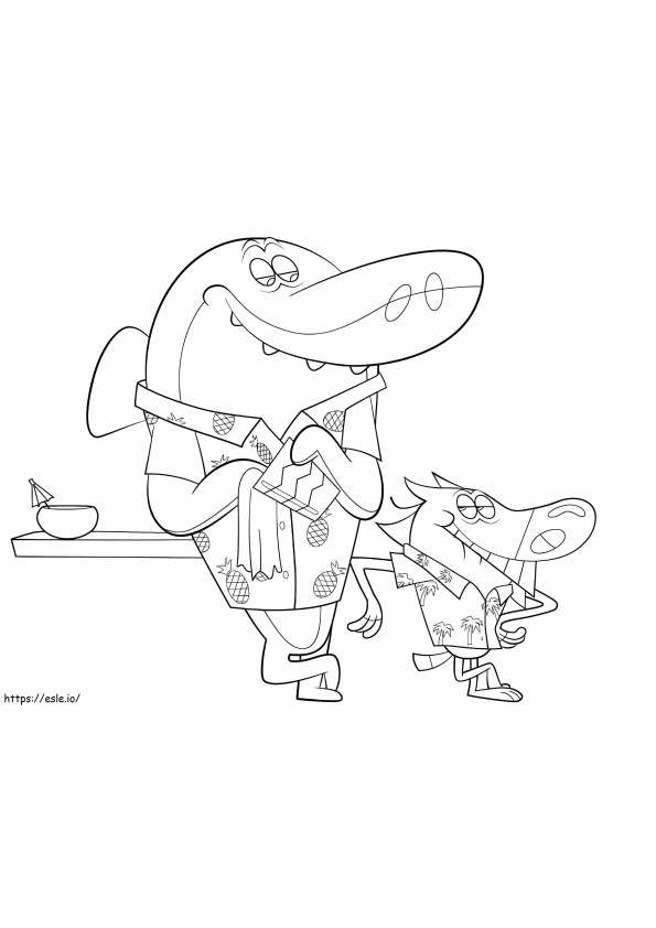 Happy Sharko And Zig coloring page