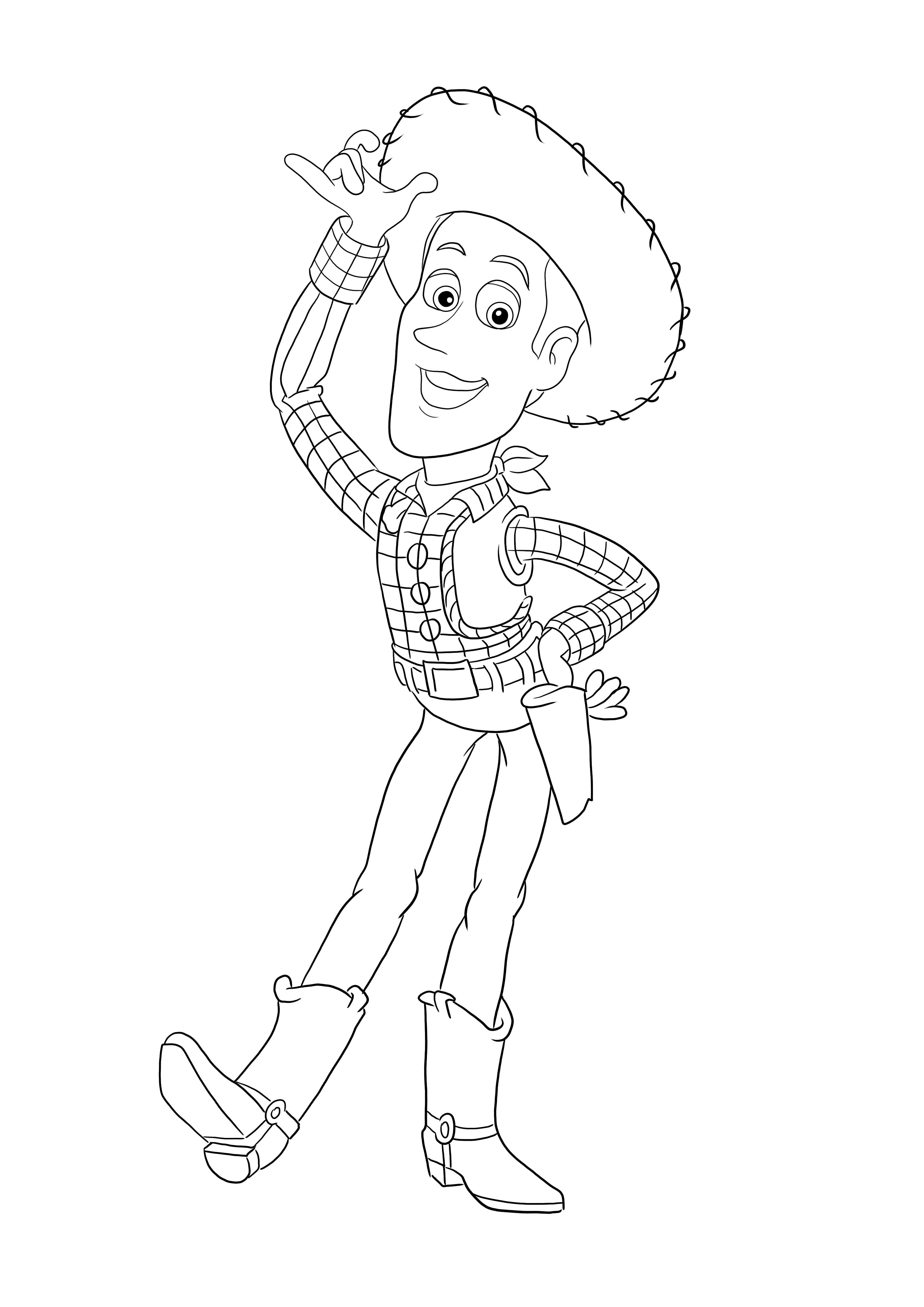 Woody színező oldalai a Toy Storyból ingyenesen nyomtathatók vagy letölthetők minden korosztály számára