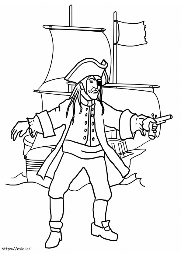 Pirat și navă de pirați de colorat
