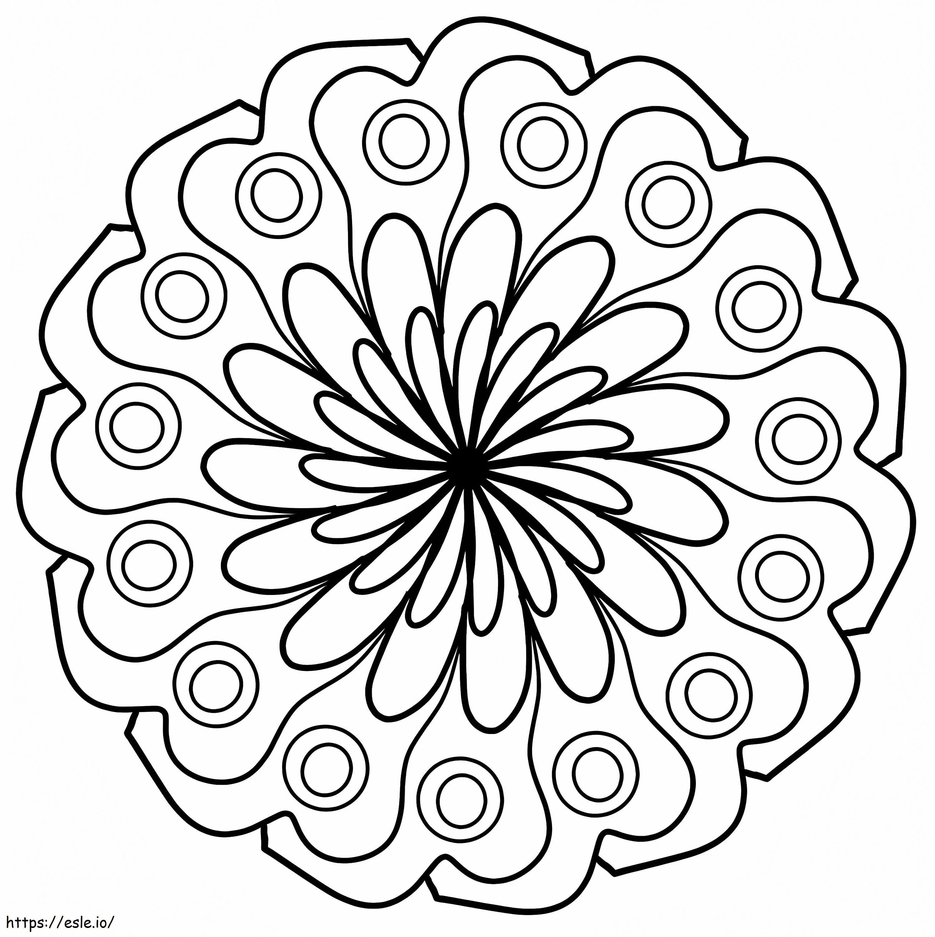 Mandala de flori ușoară de colorat