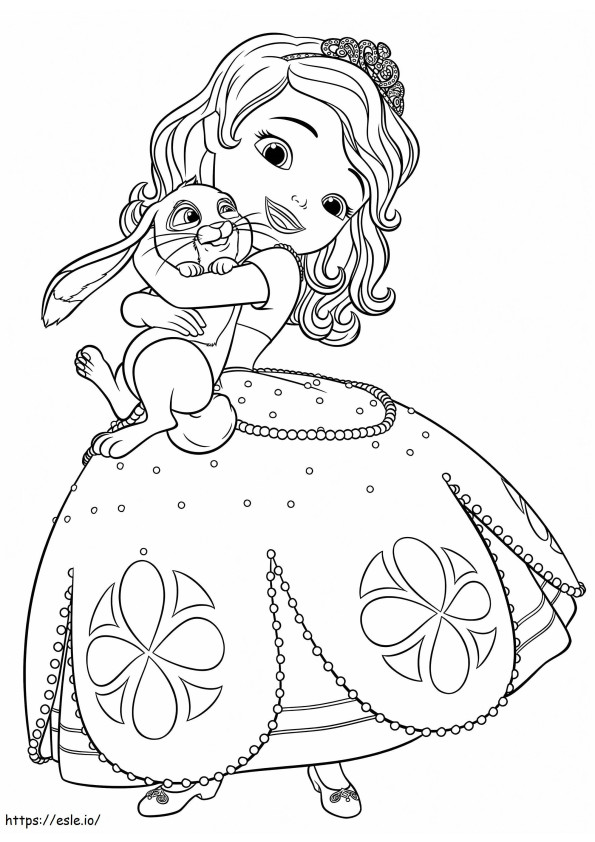 Coloriage Princesse Sofia avec trèfle à imprimer dessin