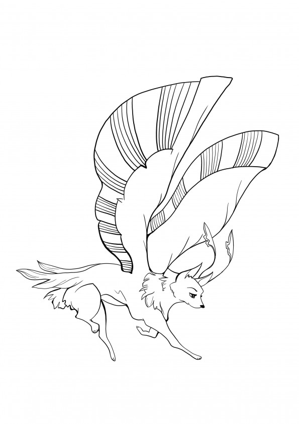 Fantasy flying fox free coloring page