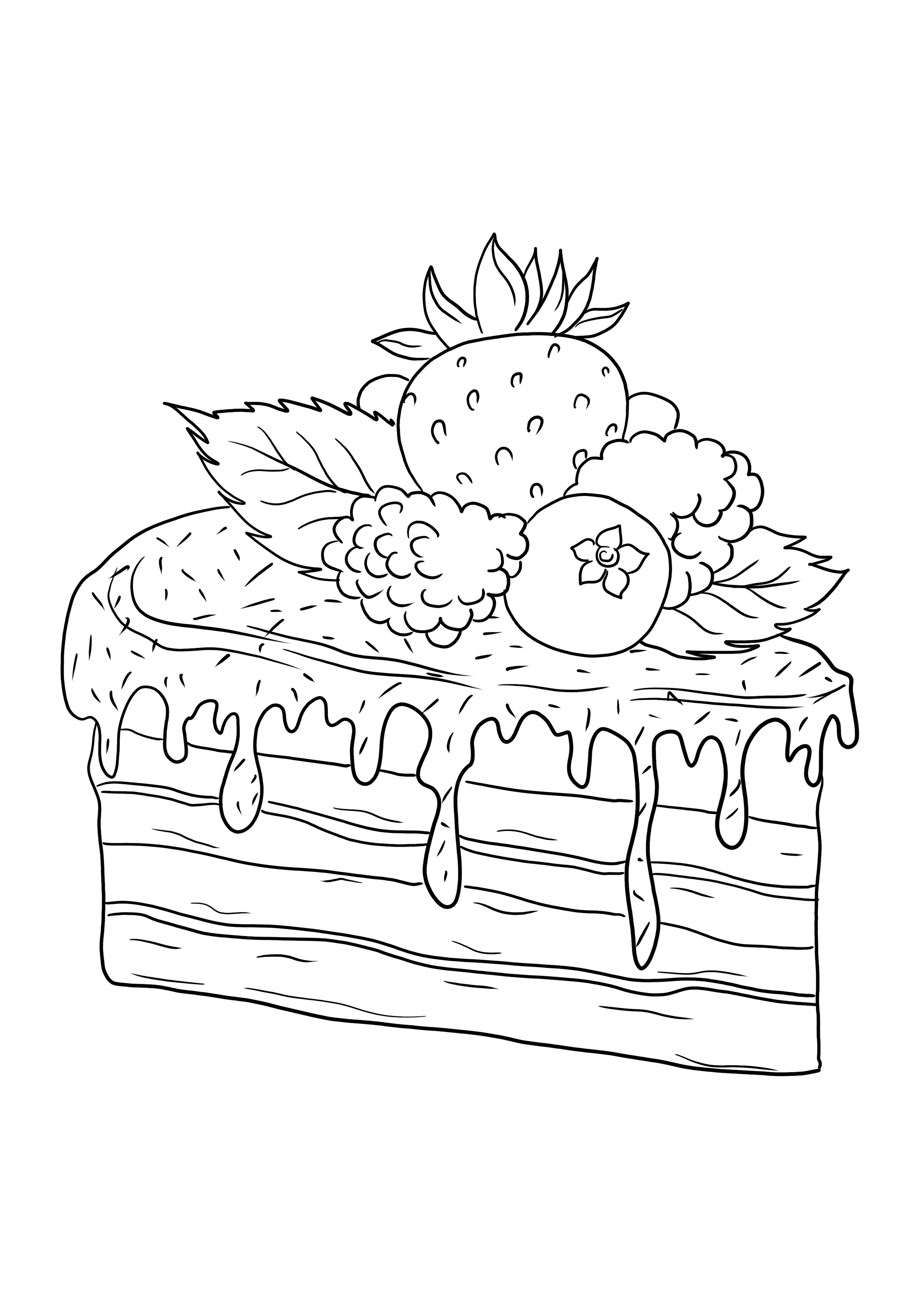 Tort owocowy do kolorowania bez arkuszy do wydrukowania lub zapisania na później dla dzieci