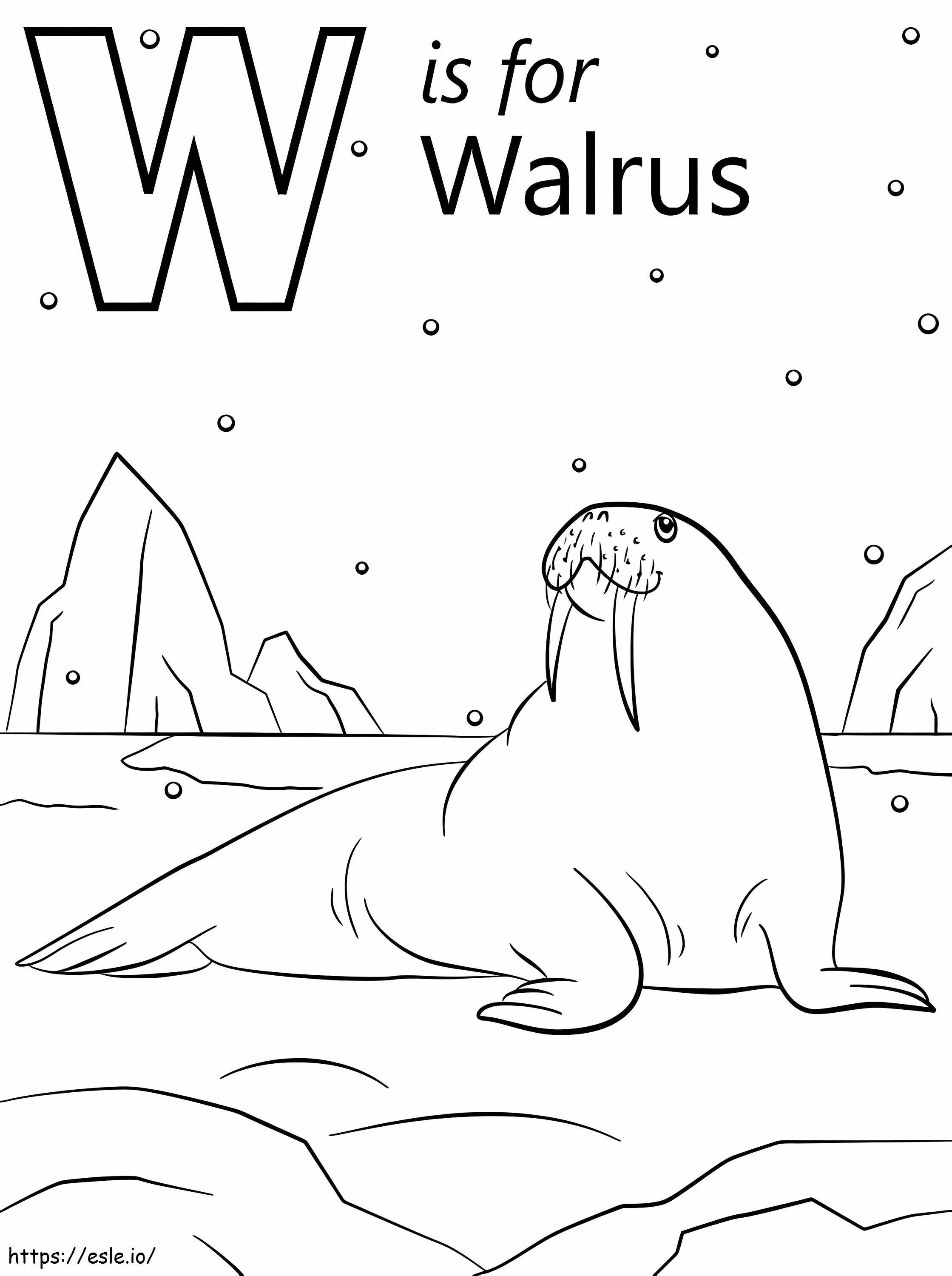 Walrus Letter W coloring page