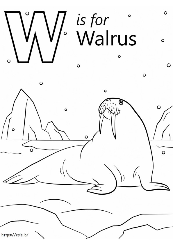 Walross-Buchstabe W ausmalbilder