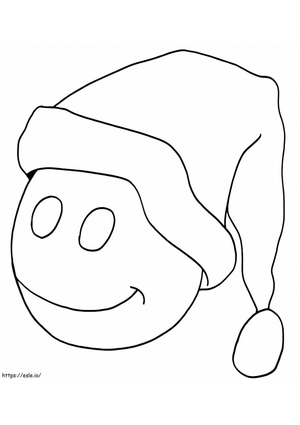 Emoji Joulupukin hatun kanssa värityskuva