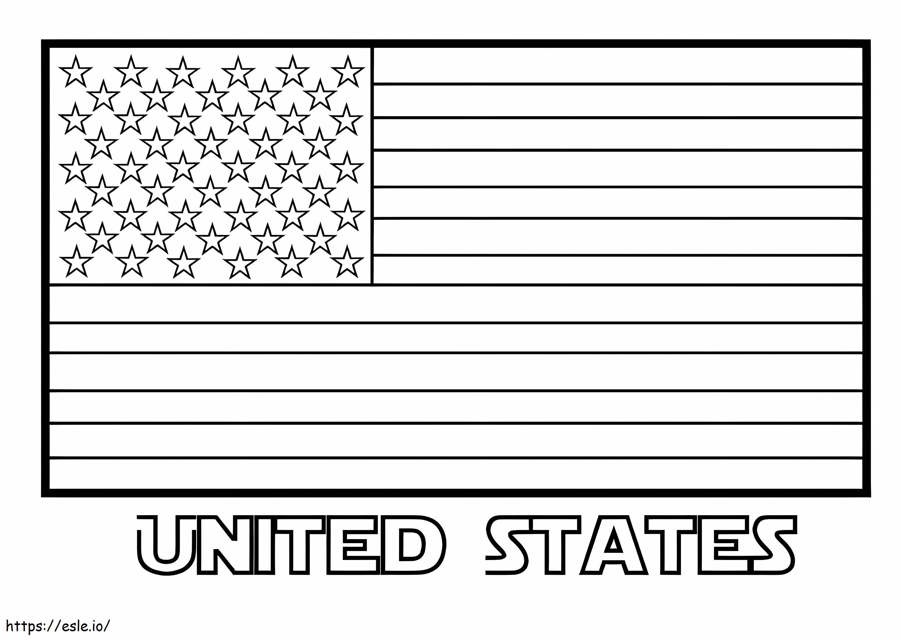 Tulosta Yhdysvaltain lippu värityskuva
