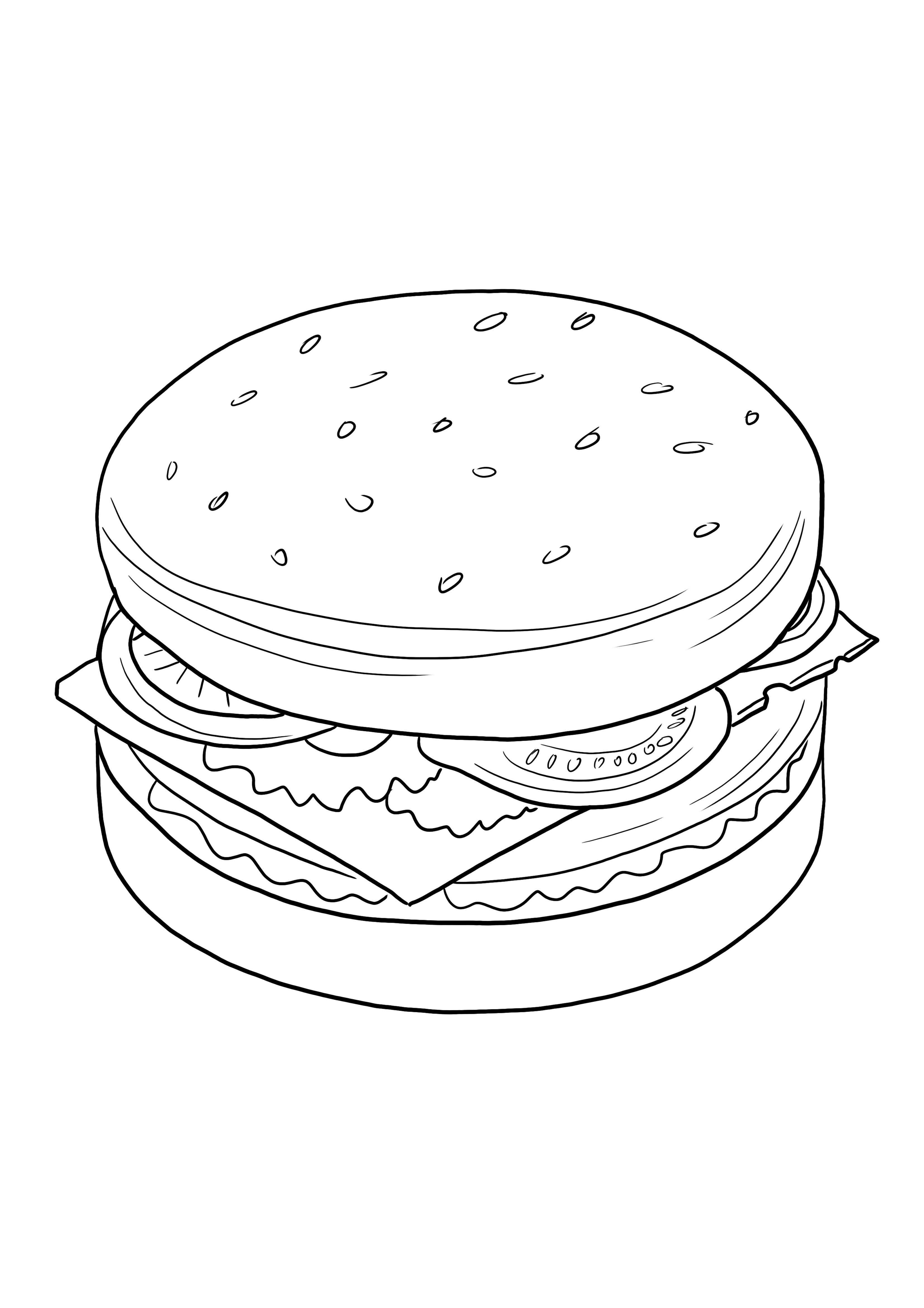 Cheeseburger free to print and color picture for kids of all ages