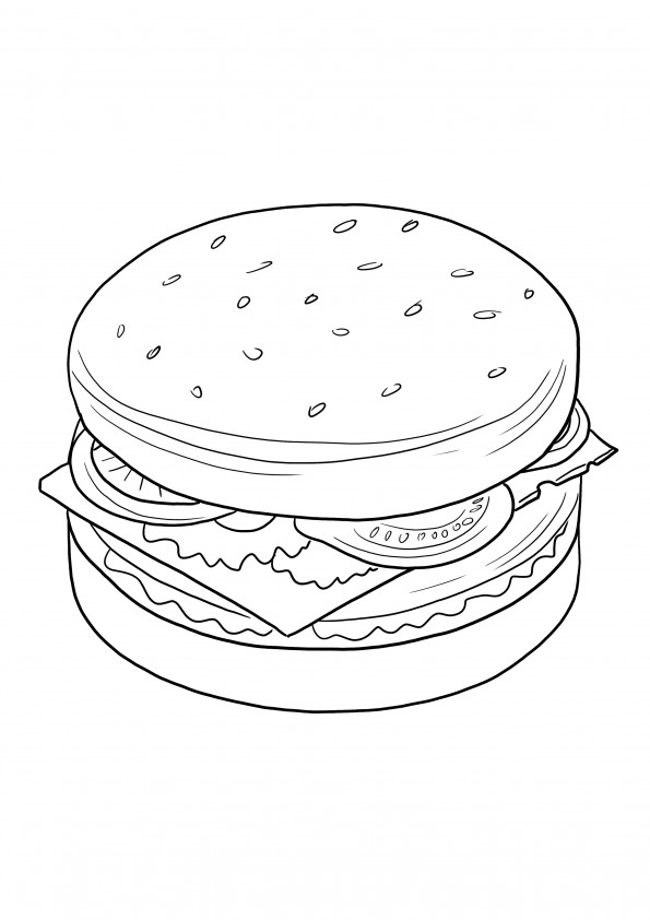 Cheeseburger free to print and color picture for kids of all ages