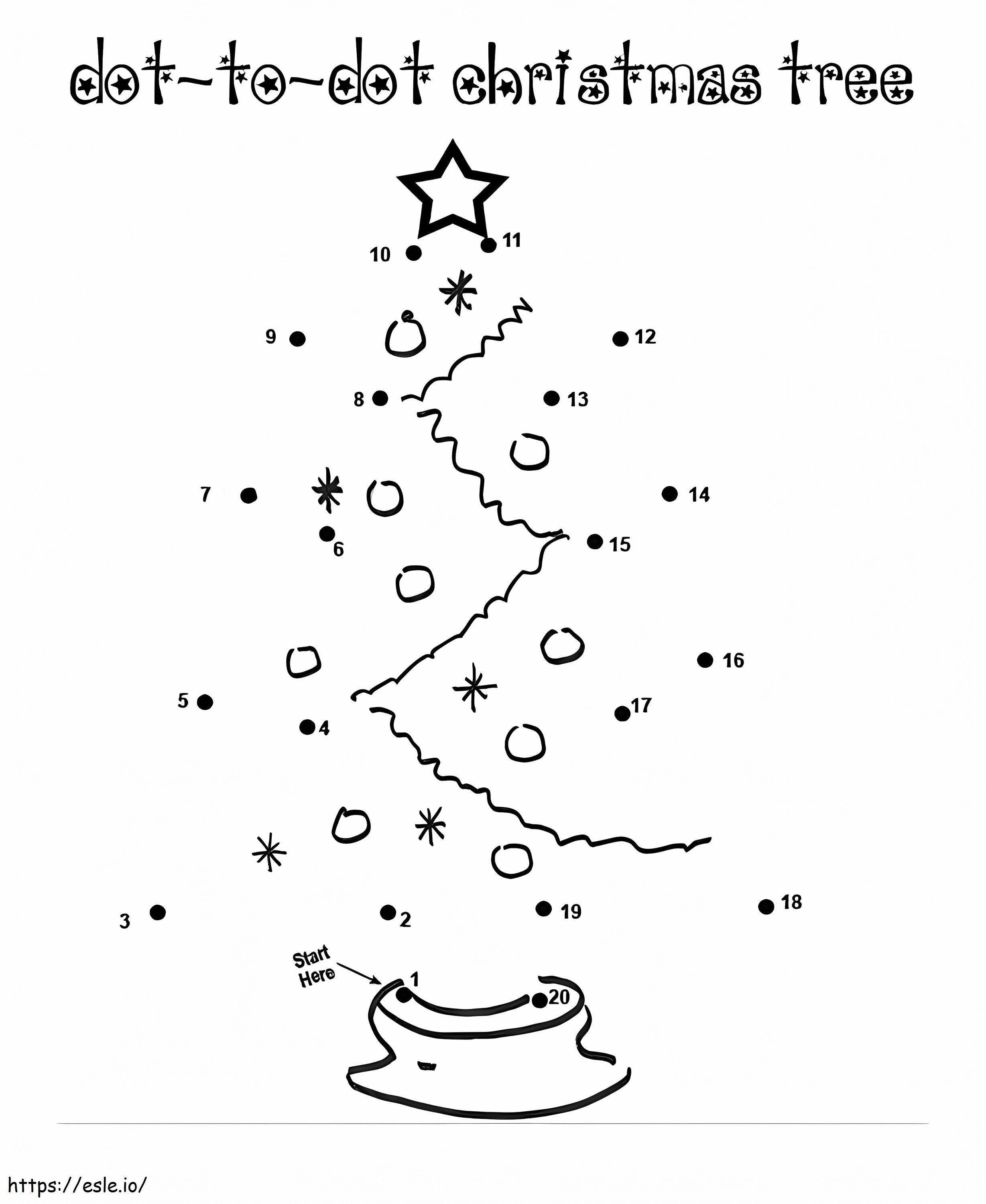 Pomul de Crăciun imprimabil Punct la puncte de colorat