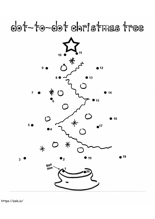 Afdrukbare kerstboom van punt naar punt kleurplaat