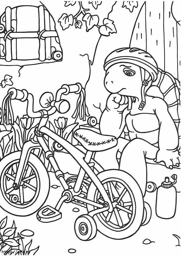 Coloriage  Franklin et vélo A4 à imprimer dessin