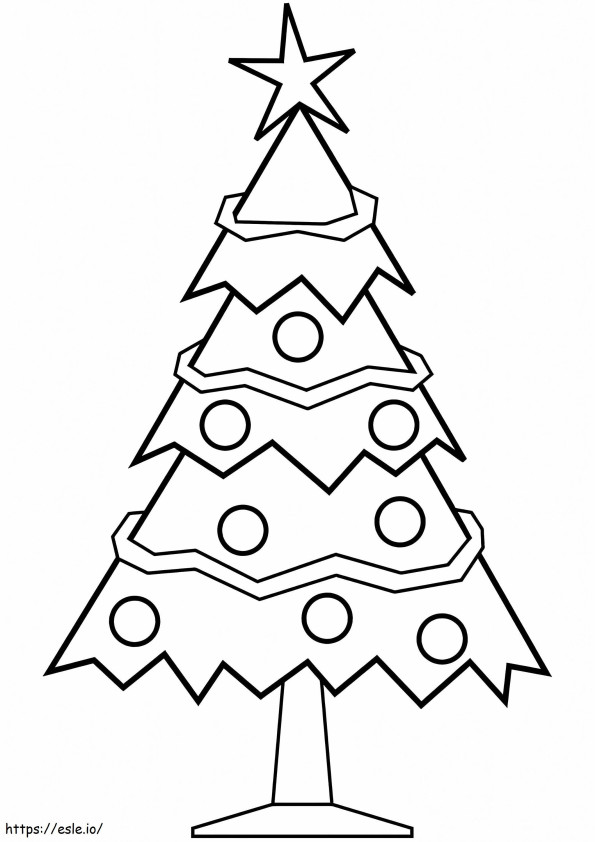 Kerstboom Met Ballen En Slingers kleurplaat