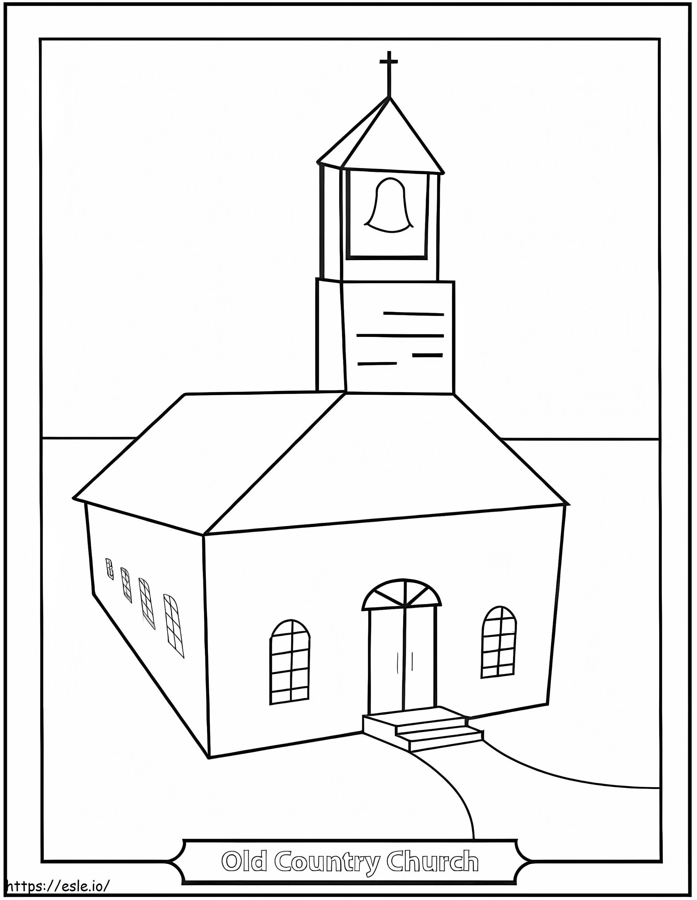 Old Country Church coloring page