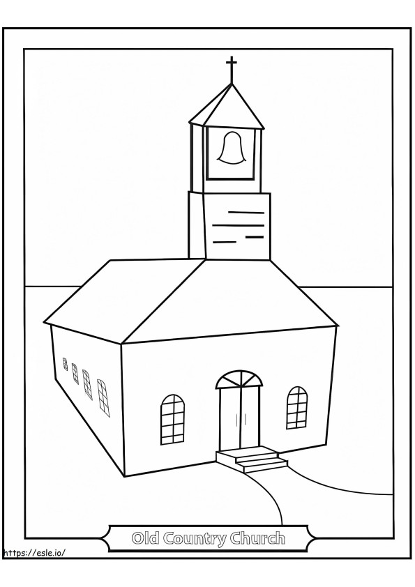 Coloriage Ancienne église de campagne à imprimer dessin