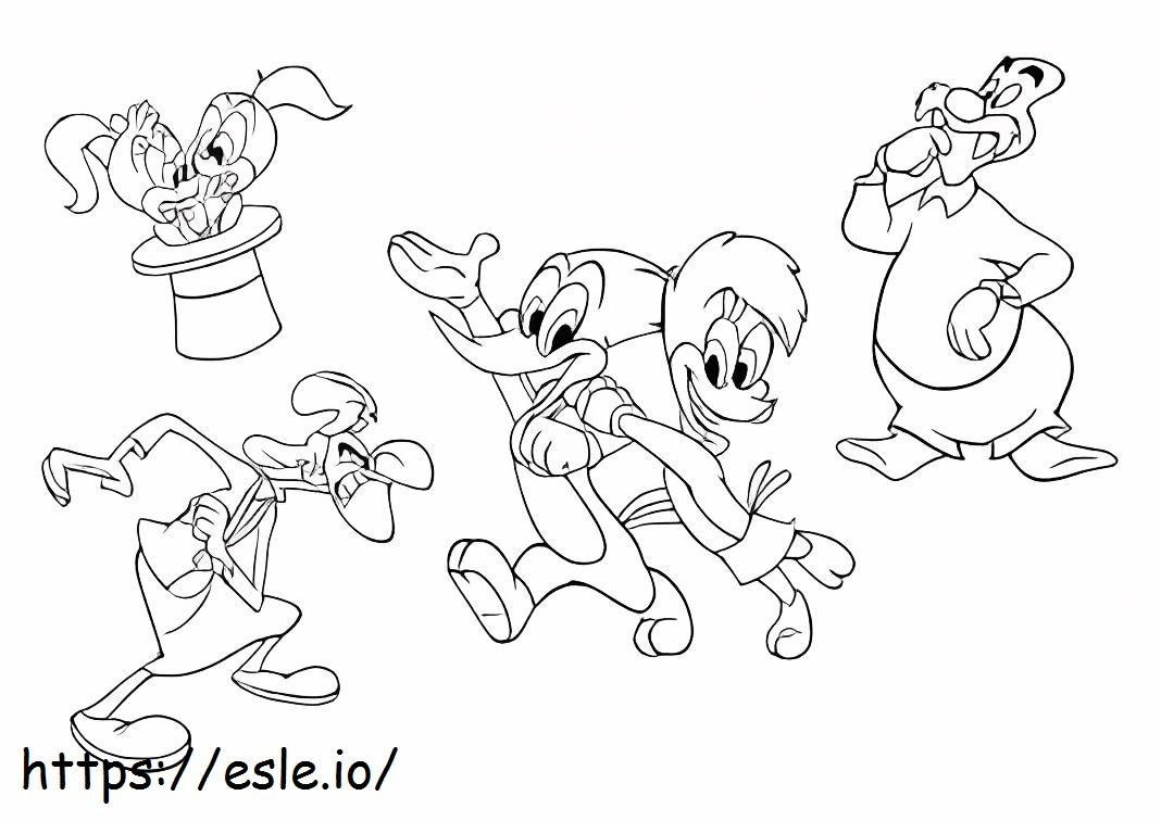 Coloriage Woody Woodpecker Tous les personnages à imprimer dessin
