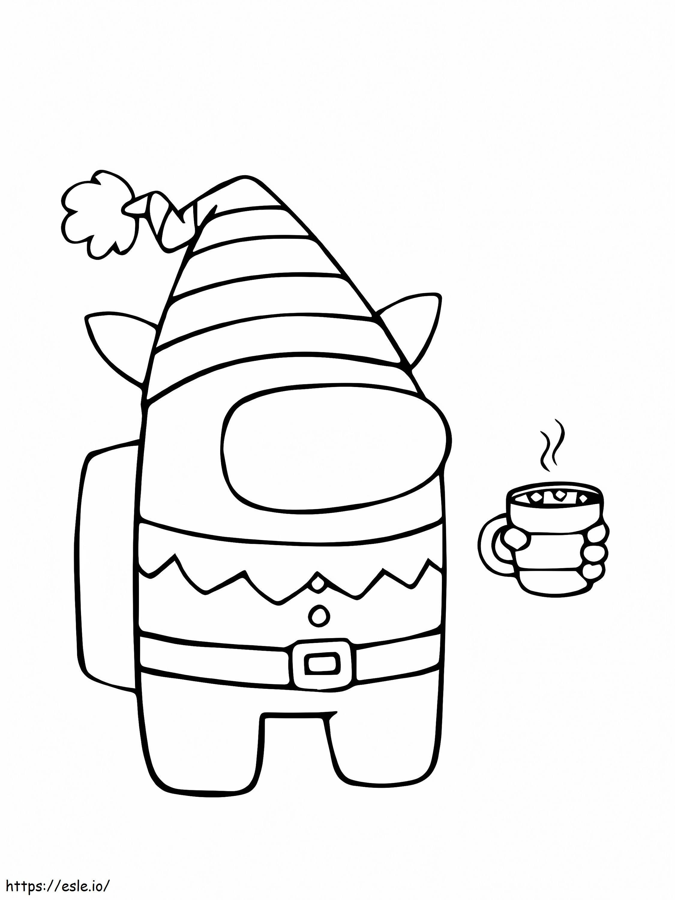 Coffee And Among Us Santa Page Coloring coloring page